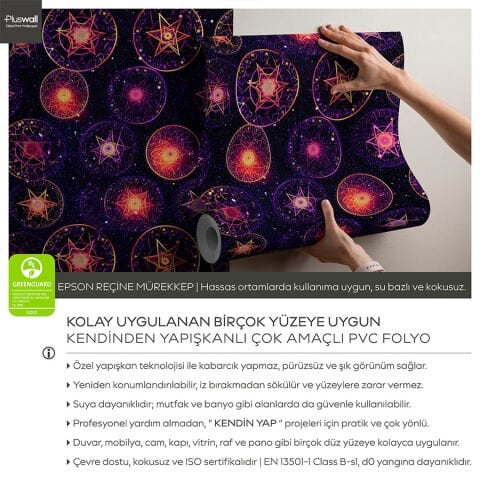Kozmik Mandala Sanatı Kendinden Yapışkanlı Duvar Kağıdı, Mistik Yıldız Desenli Duvar Kağıdı