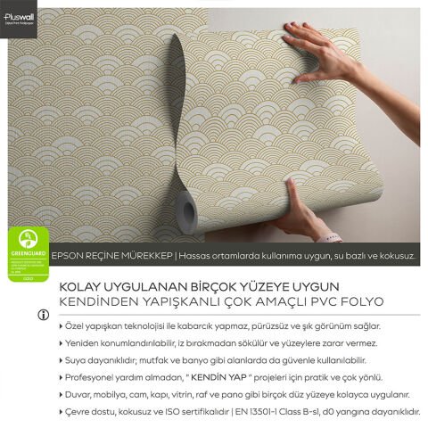 Geometrik Japon Dalgası Kendinden Yapışkanlı Duvar Kağıdı, Uzak Doğu Sanatı Duvar Kağıdı