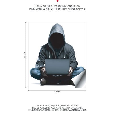 Hacker Duvar Stickeri, Genç Odası Duvar Stickeri | 44x50cm