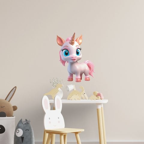 Sevimli Unicorn Çocuk Bebek Odası Duvar Stickeri | 40x50cm
