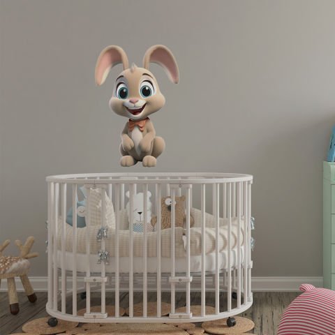 Sevimli Tavşan Çocuk Bebek Odası Duvar Stickeri | 35x50cm