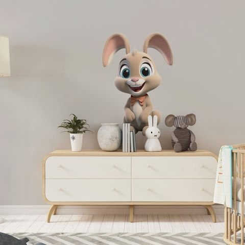 Sevimli Tavşan Çocuk Bebek Odası Duvar Stickeri | 35x50cm