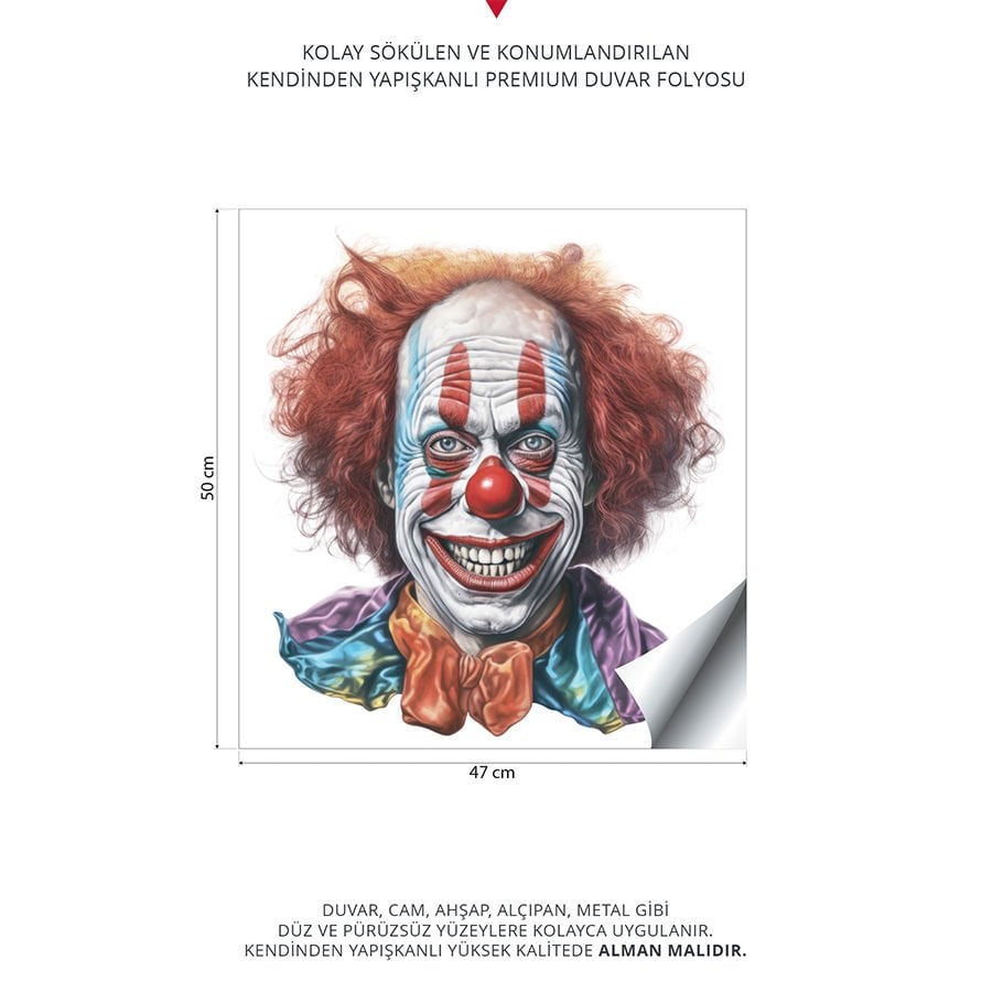 Palyaço Duvar Stickeri, Genç Odası Duvar Stickeri | 47x50cm