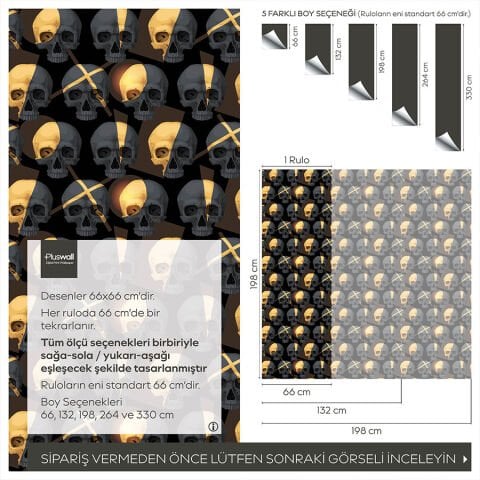 Gotik Ürkütücü Kafatası Kendinden Yapışkanlı Duvar Kağıdı, Genç Odası Duvar Kağıdı