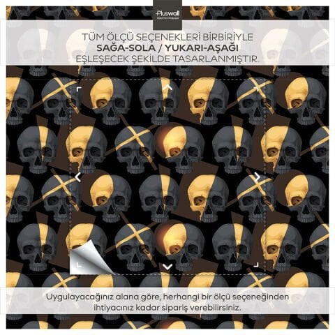 Gotik Ürkütücü Kafatası Kendinden Yapışkanlı Duvar Kağıdı, Genç Odası Duvar Kağıdı