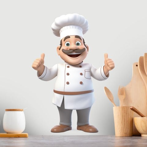 Sevimli Aşçı Duvar Stickeri, Mutfak Duvar Stickeri  | 35x50cm