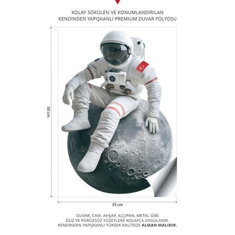 Uzay Temalı Çocuk Bebek Odası Duvar Stickeri  | 35x50cm