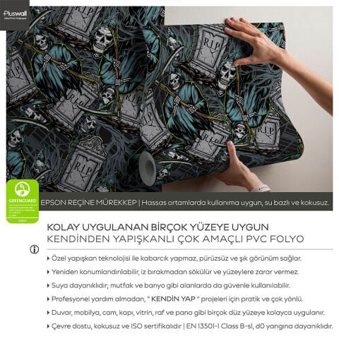 Gotik Mezarlık Ürkütücü Kendinden Yapışkanlı Duvar Kağıdı