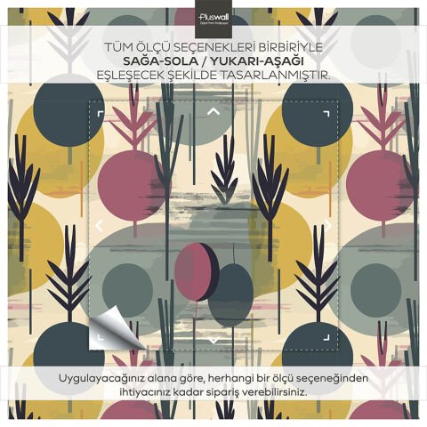 Retro Geometrik Soyut Duvar Kağıdı, Oturma Odası Kendinden Yapışkanlı Duvar Kağıdı