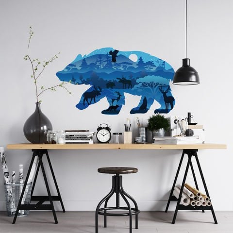 Safari Manzaralı Ayı Duvar Stickeri | Çocuk Odası Duvar Stickeri | 30x50cm