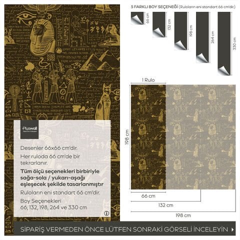 Antik Mısır Hiyeroglifler Duvar Kağıdı, Yatak Odası Kendinden Yapışkanlı Duvar Kağıdı