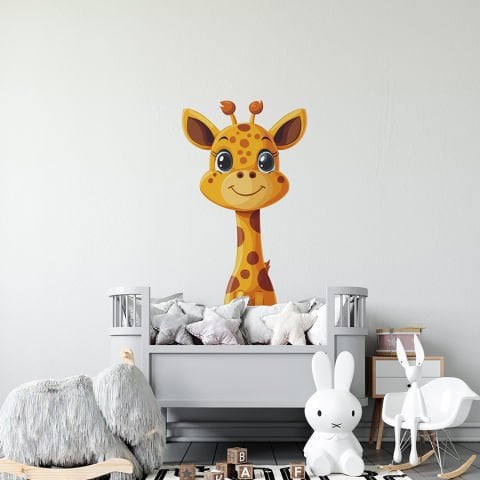 Sevimli Zürafa Duvar Stickeri | Kreş Anaokulu Duvar Stickeri | 35x50cm