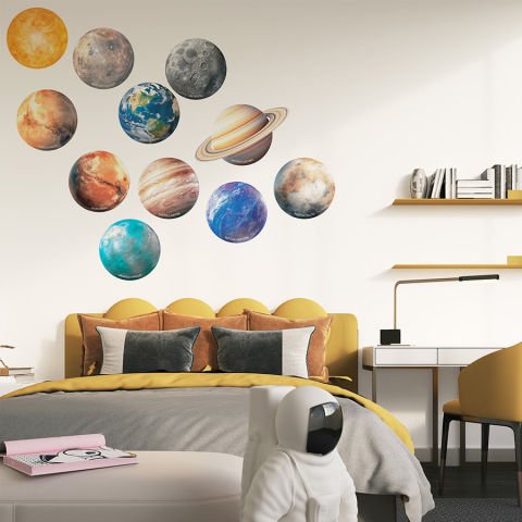 Güneş Sistemi Çocuk Odası Duvar Stickeri | Kreş Anaokulu Duvar Stickeri | Gezegenler Çıkartması