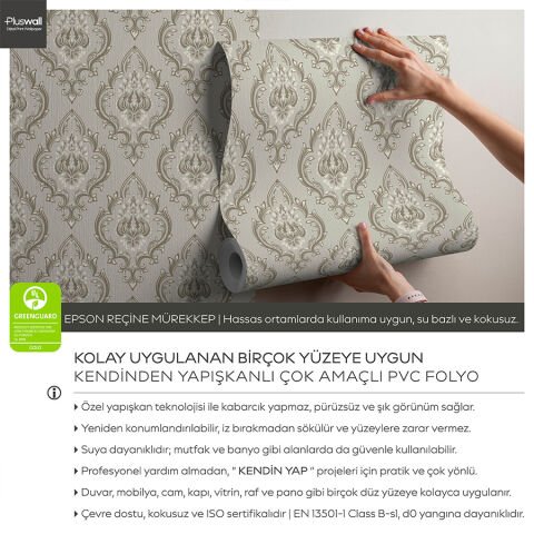 Barok Damask Desenli Duvar Kağıdı, Yatak Odası Kendinden Yapışkanlı Duvar Kağıdı