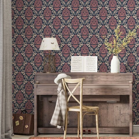 Zarif Çiçekli Damask Desenli Duvar Kağıdı, Kendinden Yapışkanlı DIY Duvar Kağıdı