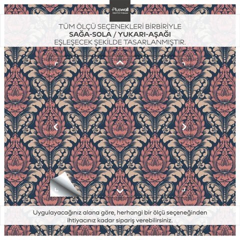 Zarif Çiçekli Damask Desenli Duvar Kağıdı, Kendinden Yapışkanlı DIY Duvar Kağıdı