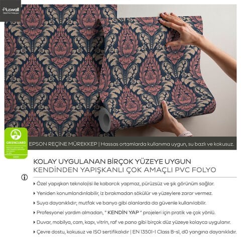 Zarif Çiçekli Damask Desenli Duvar Kağıdı, Kendinden Yapışkanlı DIY Duvar Kağıdı