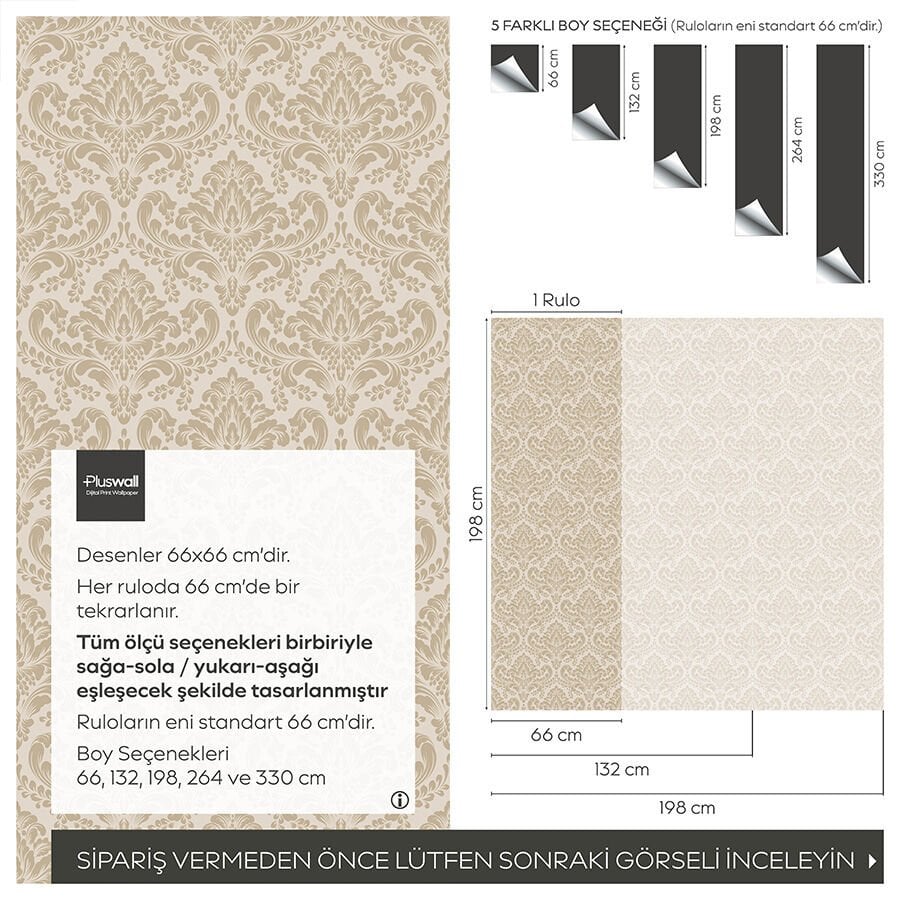 Klasik Barok Çiçek Desenli Duvar Kağıdı, Kendinden Yapışkanlı Yatak Odası Duvar Kağıdı