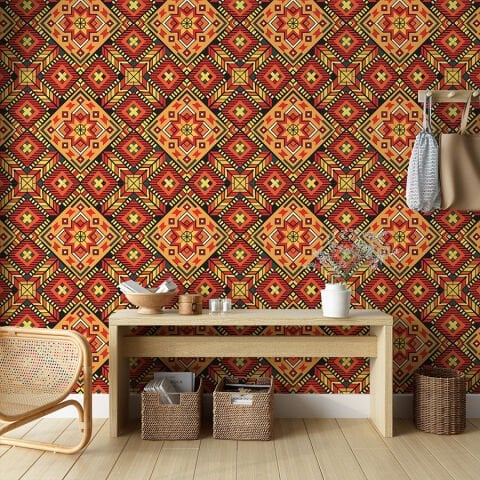 Hint Tarzı Geometrik Modern Yatak Odası Duvar Kağıdı, Kendinden Yapışkanlı Çok Amaçlı PVC Folyo