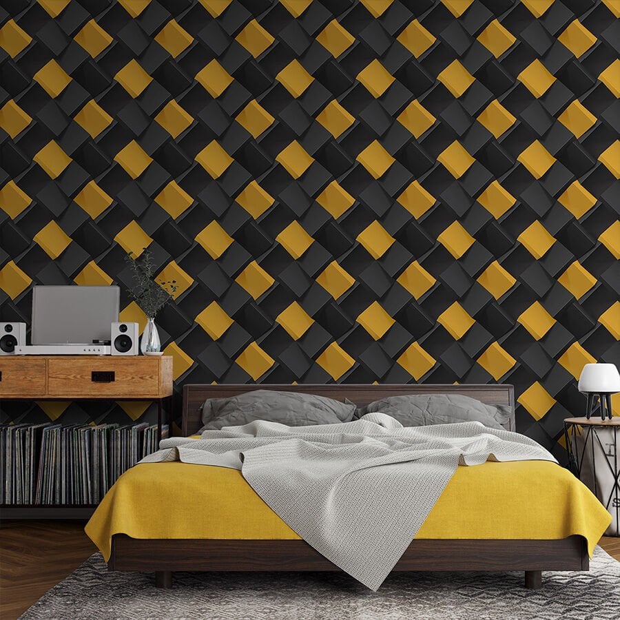 Soyut 3D Geometrik Küpler Duvar Kağıdı, Kendinden Yapışkanlı Çok Amaçlı PVC Folyo