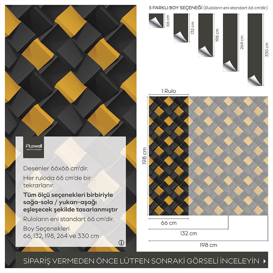 Soyut 3D Geometrik Küpler Duvar Kağıdı, Kendinden Yapışkanlı Çok Amaçlı PVC Folyo