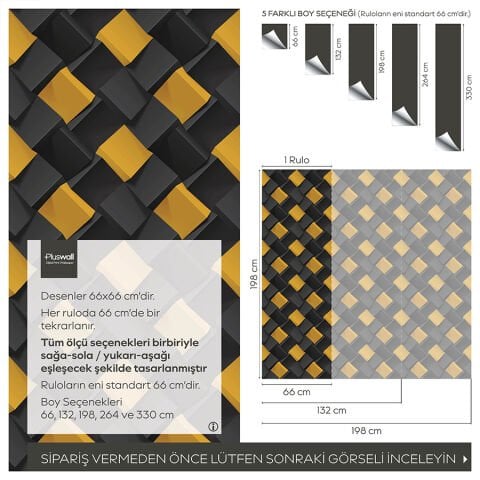 Soyut 3D Geometrik Küpler Duvar Kağıdı, Kendinden Yapışkanlı Çok Amaçlı PVC Folyo