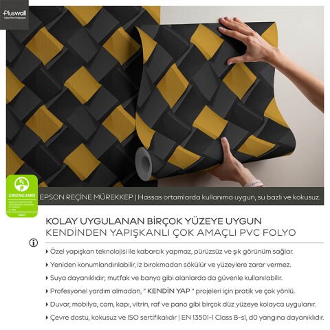 Soyut 3D Geometrik Küpler Duvar Kağıdı, Kendinden Yapışkanlı Çok Amaçlı PVC Folyo