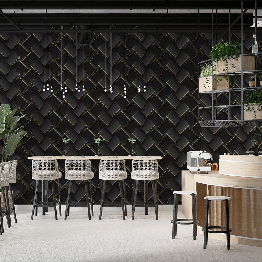 Koyu 3D Geometrik Küpler Duvar Kağıdı, Kendinden Yapışkanlı Çok Amaçlı PVC Folyo