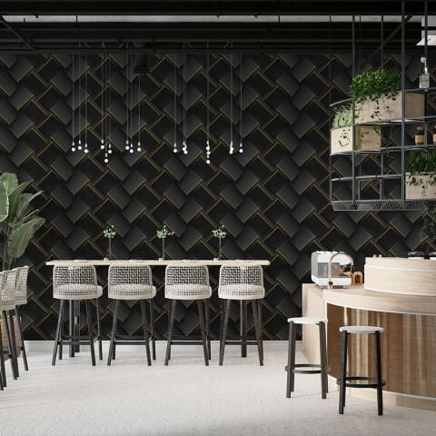 Koyu 3D Geometrik Küpler Duvar Kağıdı, Kendinden Yapışkanlı Çok Amaçlı PVC Folyo