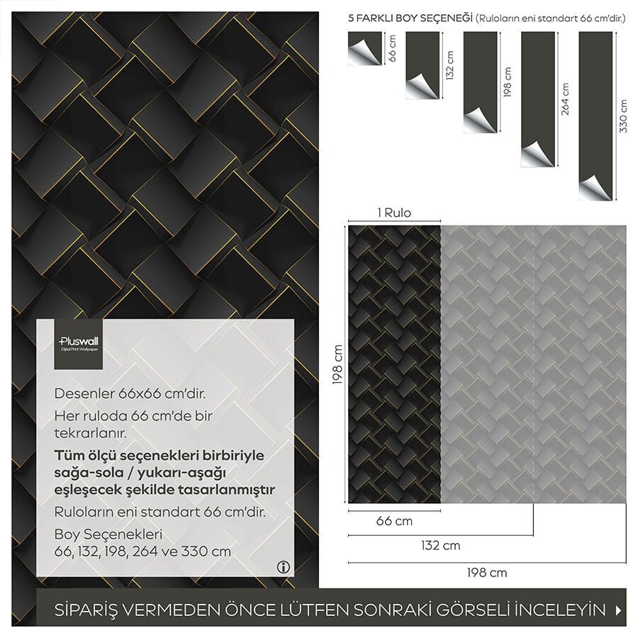 Koyu 3D Geometrik Küpler Duvar Kağıdı, Kendinden Yapışkanlı Çok Amaçlı PVC Folyo