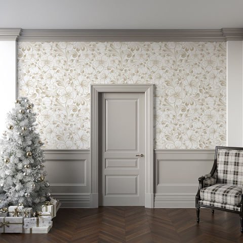 Estetik Sakura Çiçeği Duvar Kağıdı, Minimalist Yatak Odası Duvar Kağıdı