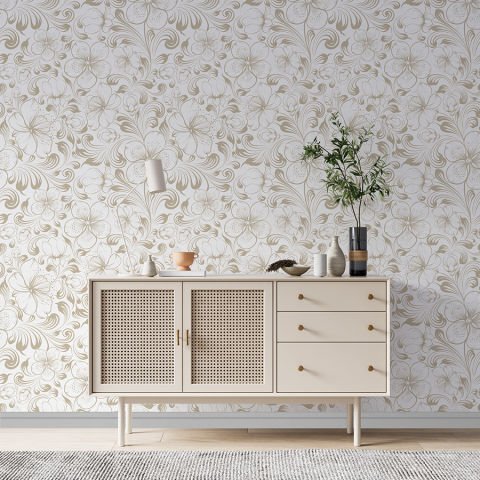 Estetik Sakura Çiçeği Duvar Kağıdı, Minimalist Yatak Odası Duvar Kağıdı