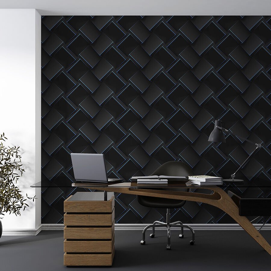 3D Geometrik Küpler Ofis Duvar Kağıdı, Kendinden Yapışkanlı Çok Amaçlı PVC Folyo