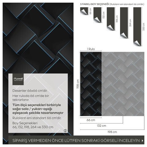 3D Geometrik Küpler Ofis Duvar Kağıdı, Kendinden Yapışkanlı Çok Amaçlı PVC Folyo