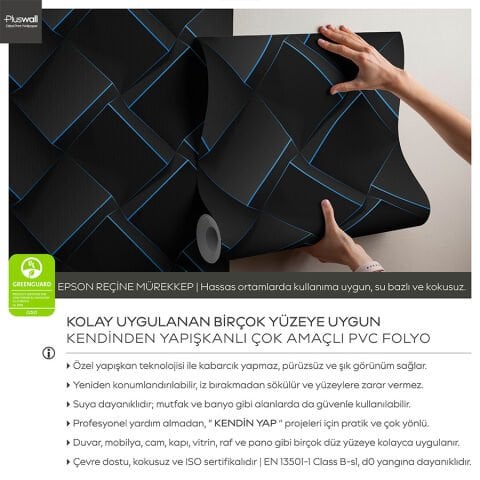 3D Geometrik Küpler Ofis Duvar Kağıdı, Kendinden Yapışkanlı Çok Amaçlı PVC Folyo