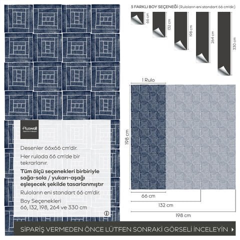 Mavi Geometrik Desenli Duvar Kağıdı, Çalışma Odası Kendinden Yapışkanlı Duvar Kağıdı