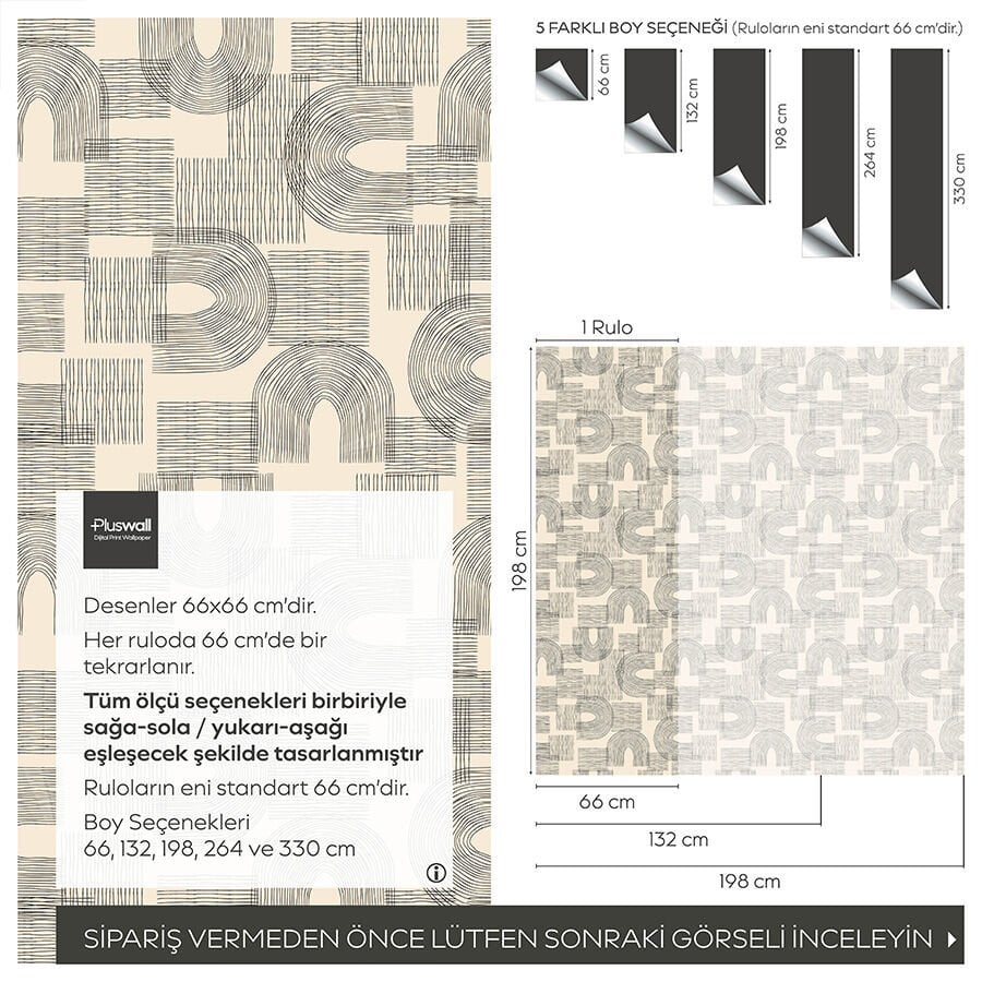 Minimalist Geometrik Desenli Duvar Kağıdı, Kendinden Yapışkanlı Duvar Kağıdı