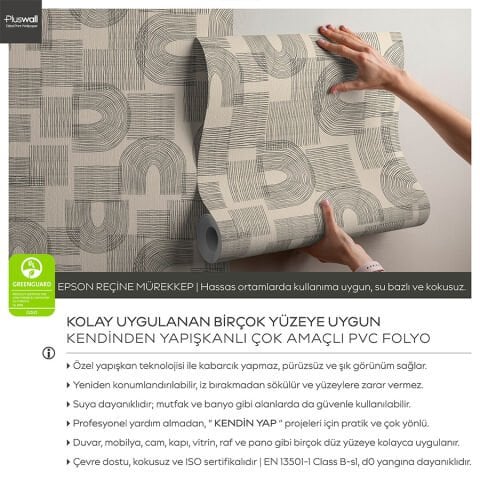 Minimalist Geometrik Desenli Duvar Kağıdı, Kendinden Yapışkanlı Duvar Kağıdı