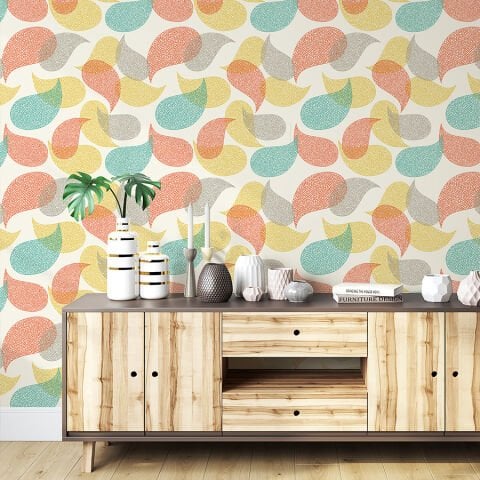 Paisley Yaz Desenli Duvar Kağıdı, Kendinden Yapışkanlı Duvar Kağıdı