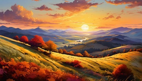 Gün Batımı Doğa Manzaralı Duvar Kağıdı