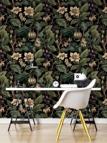 Yaprak ve Çiçek Desenli Duvar Kağıdı, Salon Duvar Kağıdı