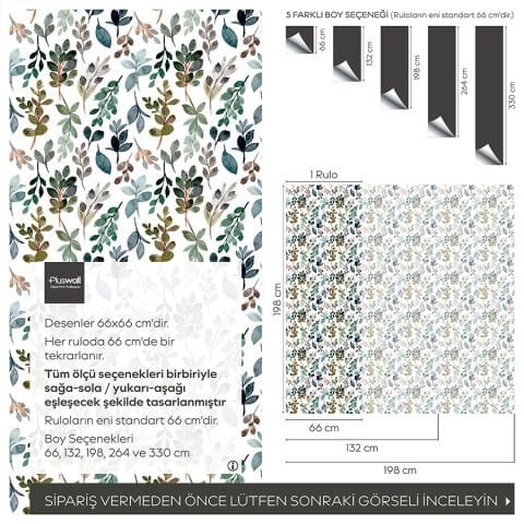 Suluboya Efektli Botanik Kendinden Yapışkanlı Duvar Kağıdı, Yatak Odası Duvar Kağıdı