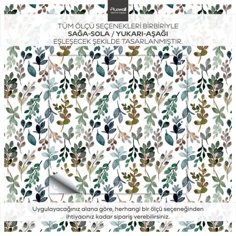 Suluboya Efektli Botanik Kendinden Yapışkanlı Duvar Kağıdı, Yatak Odası Duvar Kağıdı