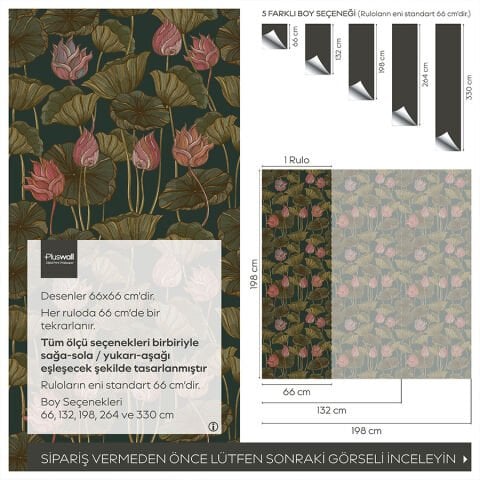 Vintage Lotus Yaprakları Duvar Kağıdı, Kendinden Yapışkanlı Çok Amaçlı PVC Folyo