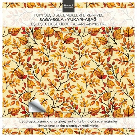 Sarı Tonlarda Sonbahar Yaprakları Kendinden Yapışkanlı Salon Duvar Kağıdı