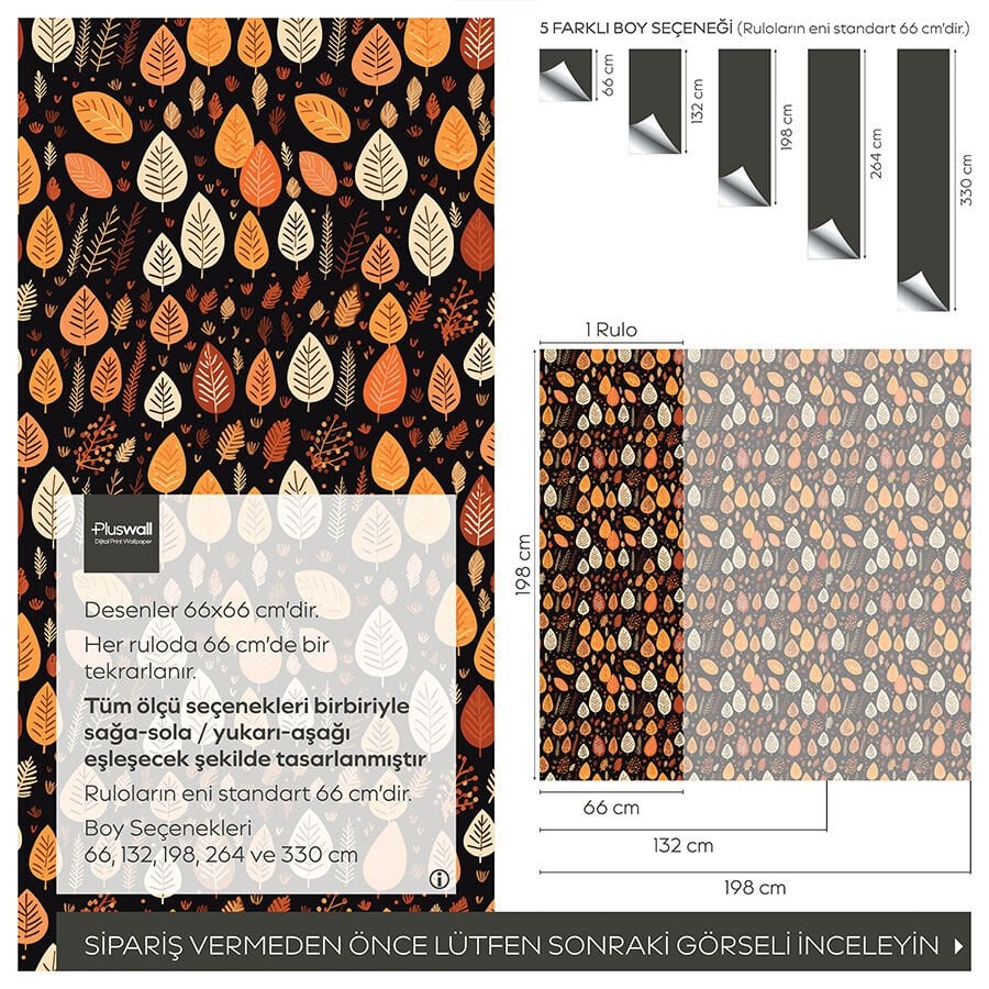 Sonbahar Yaprakları Kendinden Yapışkanlı Duvar Kağıdı, Oturma Odası Duvar Kağıdı