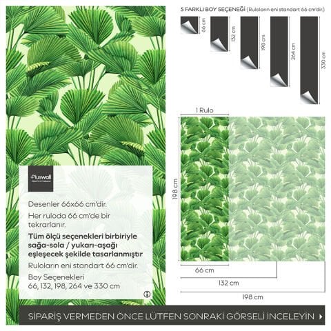 Yeşil Tropikal Yapraklar Kendinden Yapışkanlı Duvar Kağıdı, Çalışma Odası Duvar Kağıdı