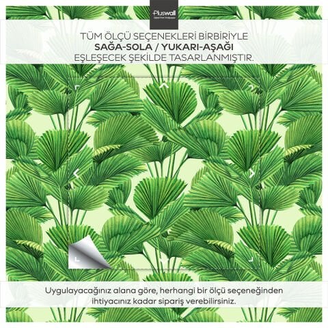 Yeşil Tropikal Yapraklar Kendinden Yapışkanlı Duvar Kağıdı, Çalışma Odası Duvar Kağıdı