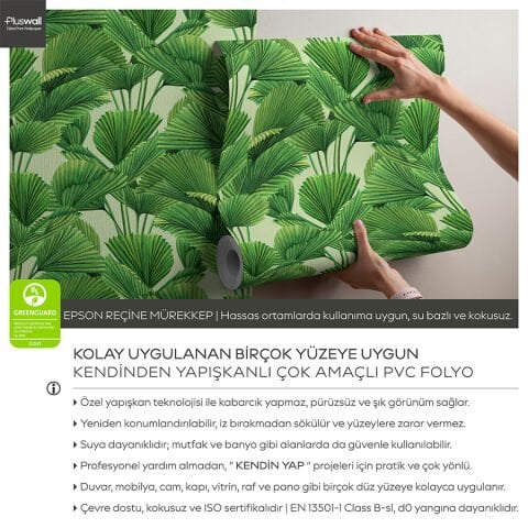 Yeşil Tropikal Yapraklar Kendinden Yapışkanlı Duvar Kağıdı, Çalışma Odası Duvar Kağıdı