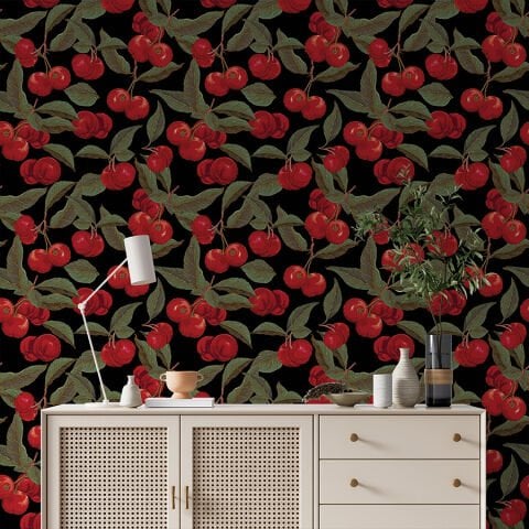 Kiraz Ağacı Kendinden Yapışkanlı Duvar Kağıdı, Mutfak Duvar Kağıdı